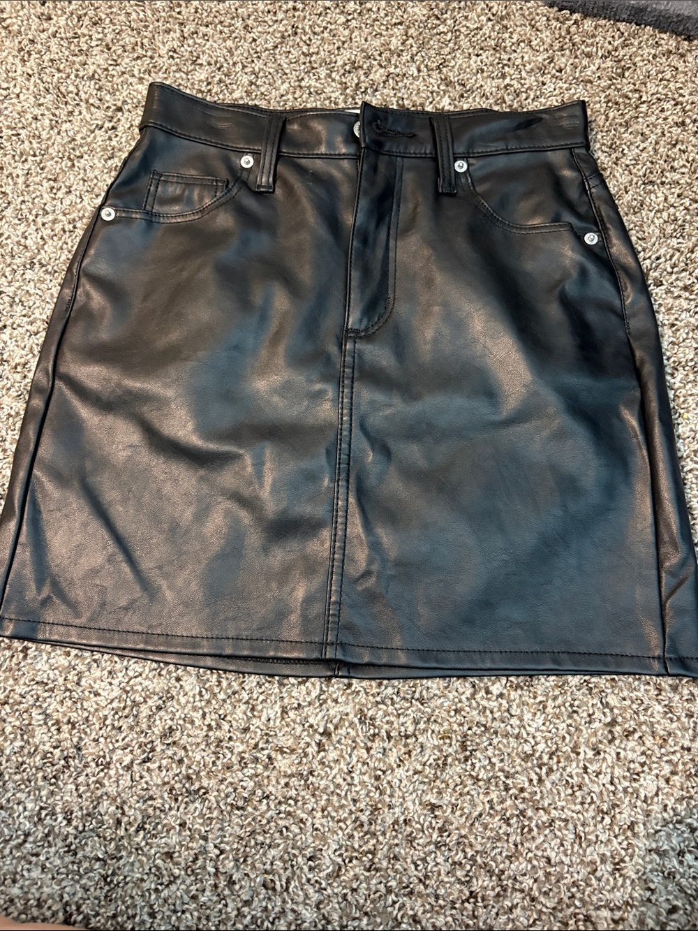 Universal Thread Black Faux Leather Mini Skirt